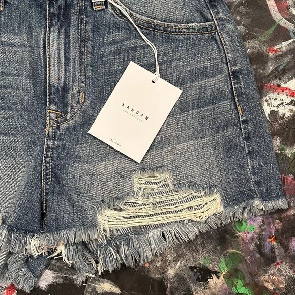 Kancan Denim Shorts distressed Sz 1 24 - Picture 2 of 4